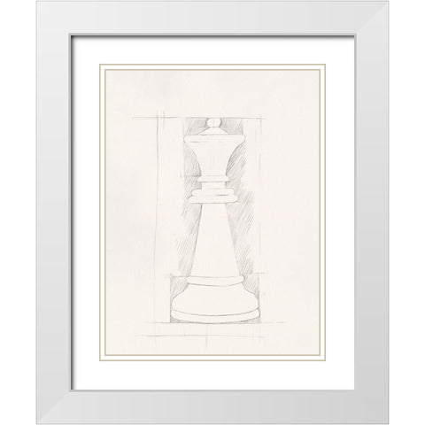 Chess Set Sketch I White Modern Wood Framed Art Print with Double Matting by Caroline, Emma