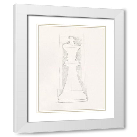 Chess Set Sketch II White Modern Wood Framed Art Print with Double Matting by Caroline, Emma