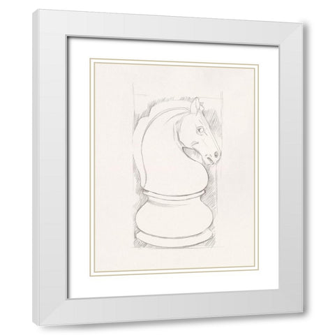 Chess Set Sketch III White Modern Wood Framed Art Print with Double Matting by Caroline, Emma