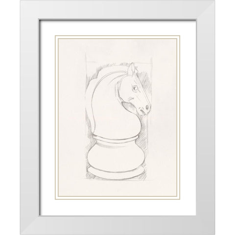 Chess Set Sketch III White Modern Wood Framed Art Print with Double Matting by Caroline, Emma