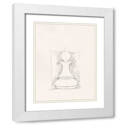 Chess Set Sketch V White Modern Wood Framed Art Print with Double Matting by Caroline, Emma