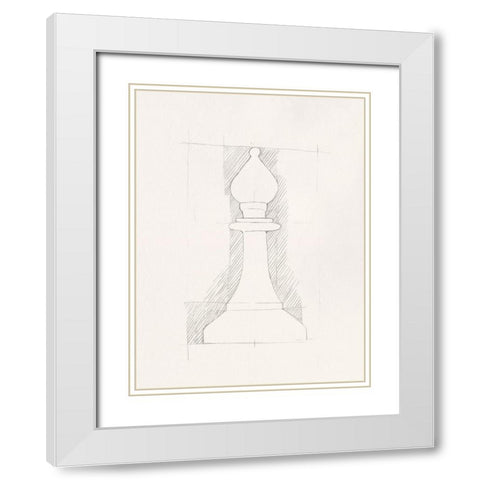 Chess Set Sketch VI White Modern Wood Framed Art Print with Double Matting by Caroline, Emma