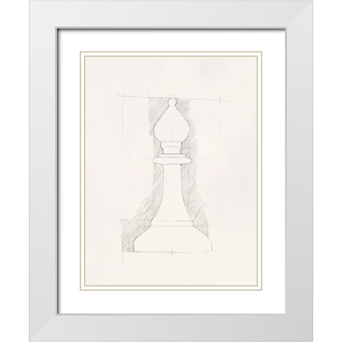 Chess Set Sketch VI White Modern Wood Framed Art Print with Double Matting by Caroline, Emma