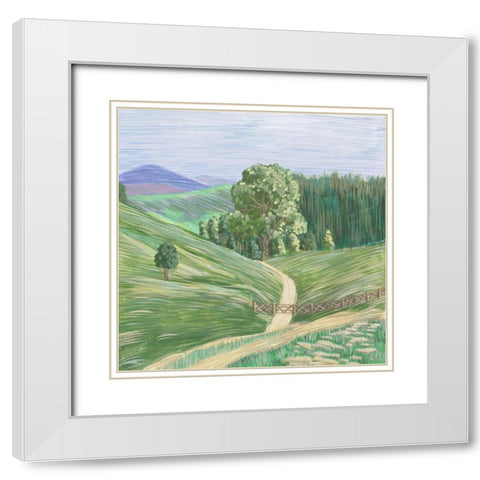 Hill Lines I White Modern Wood Framed Art Print with Double Matting by Wang, Melissa