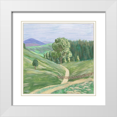 Hill Lines I White Modern Wood Framed Art Print with Double Matting by Wang, Melissa