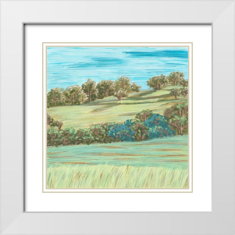 Hill Lines II White Modern Wood Framed Art Print with Double Matting by Wang, Melissa
