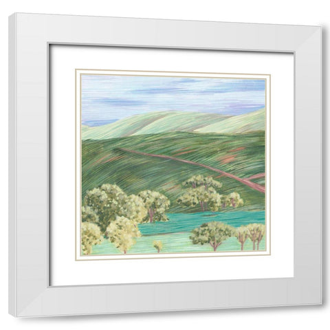 Hill Lines III White Modern Wood Framed Art Print with Double Matting by Wang, Melissa