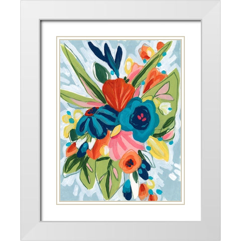 Petal Pop II White Modern Wood Framed Art Print with Double Matting by Vess, June Erica