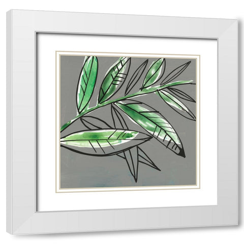 Tropic Botanicals I White Modern Wood Framed Art Print with Double Matting by Goldberger, Jennifer