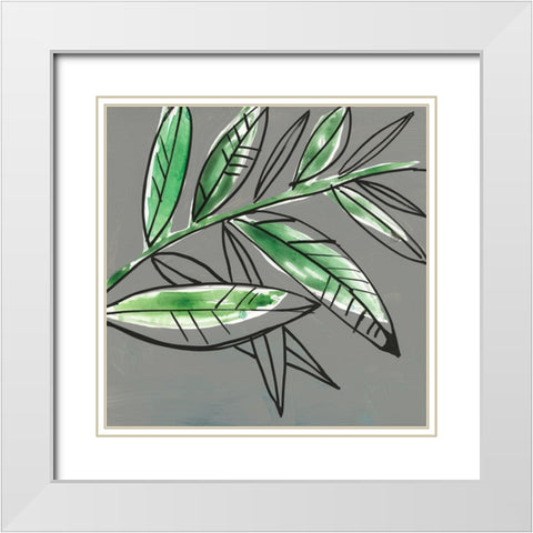 Tropic Botanicals I White Modern Wood Framed Art Print with Double Matting by Goldberger, Jennifer