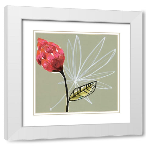 Tropic Botanicals II White Modern Wood Framed Art Print with Double Matting by Goldberger, Jennifer