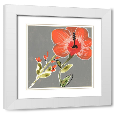 Tropic Botanicals III White Modern Wood Framed Art Print with Double Matting by Goldberger, Jennifer