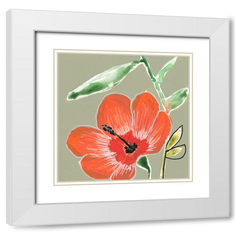 Tropic Botanicals IV White Modern Wood Framed Art Print with Double Matting by Goldberger, Jennifer