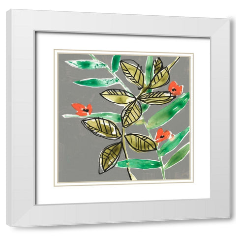 Tropic Botanicals V White Modern Wood Framed Art Print with Double Matting by Goldberger, Jennifer