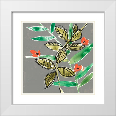 Tropic Botanicals V White Modern Wood Framed Art Print with Double Matting by Goldberger, Jennifer