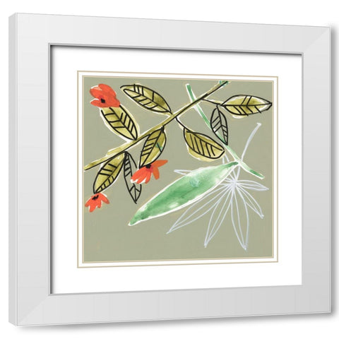 Tropic Botanicals VIII White Modern Wood Framed Art Print with Double Matting by Goldberger, Jennifer