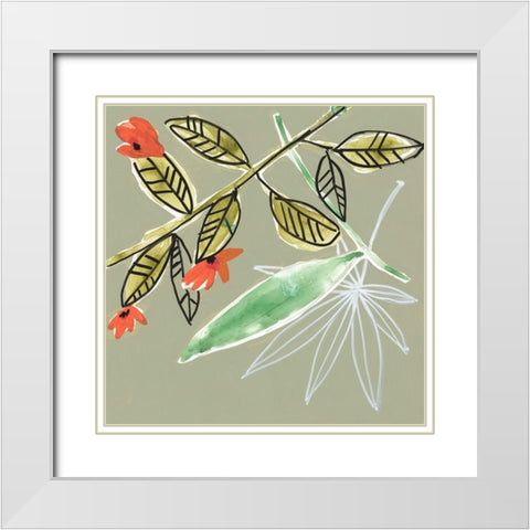 Tropic Botanicals VIII White Modern Wood Framed Art Print with Double Matting by Goldberger, Jennifer