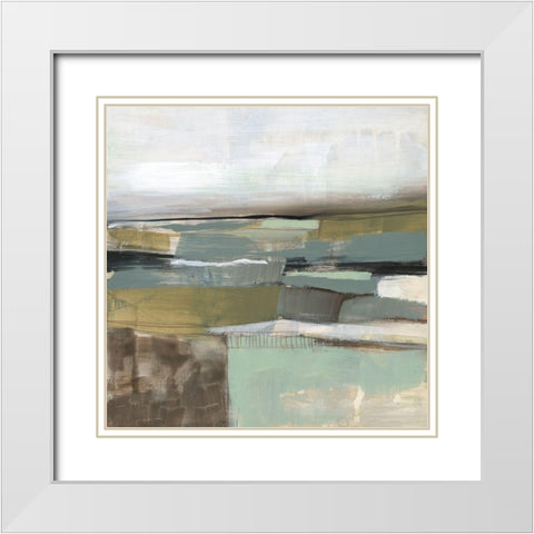 Neutral Horizon Grid I White Modern Wood Framed Art Print with Double Matting by Goldberger, Jennifer