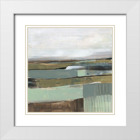 Neutral Horizon Grid II White Modern Wood Framed Art Print with Double Matting by Goldberger, Jennifer