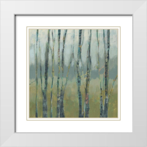 Transitional Treeline I White Modern Wood Framed Art Print with Double Matting by Goldberger, Jennifer