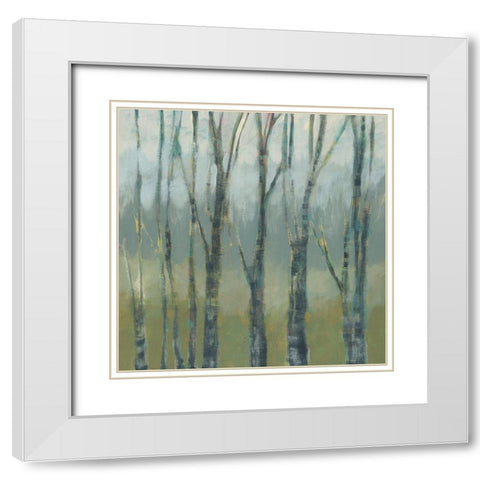 Transitional Treeline II White Modern Wood Framed Art Print with Double Matting by Goldberger, Jennifer