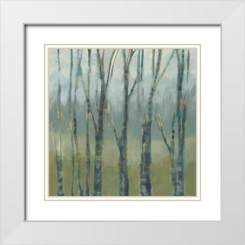 Transitional Treeline II White Modern Wood Framed Art Print with Double Matting by Goldberger, Jennifer