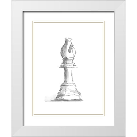 Chess Piece Study IV White Modern Wood Framed Art Print with Double Matting by Harper, Ethan