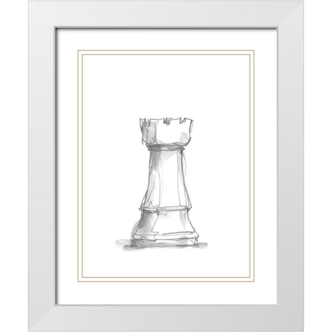 Chess Piece Study V White Modern Wood Framed Art Print with Double Matting by Harper, Ethan
