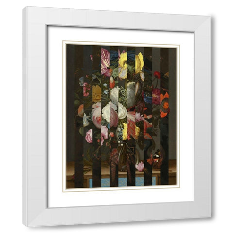Masked Flemish Bouquet II White Modern Wood Framed Art Print with Double Matting by Green, Jacob
