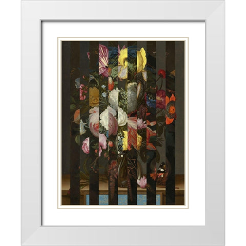 Masked Flemish Bouquet II White Modern Wood Framed Art Print with Double Matting by Green, Jacob