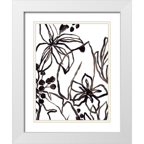 Tropical Outlines II White Modern Wood Framed Art Print with Double Matting by Vess, June Erica