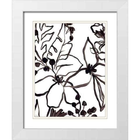 Tropical Outlines IV White Modern Wood Framed Art Print with Double Matting by Vess, June Erica