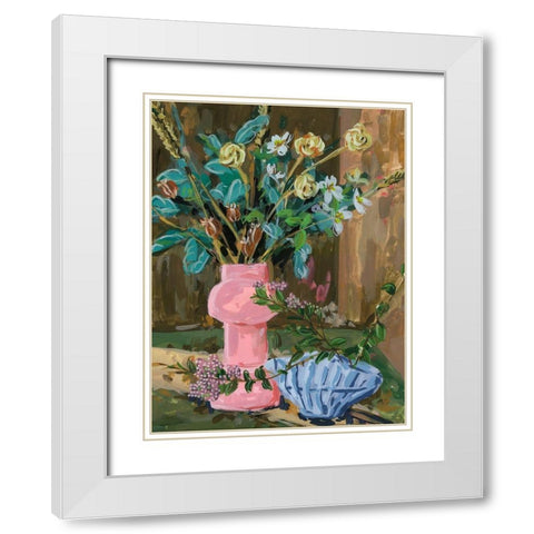 Still Life Bouquet I White Modern Wood Framed Art Print with Double Matting by Wang, Melissa