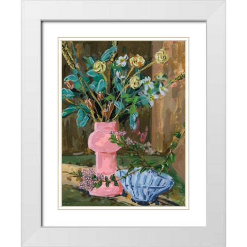 Still Life Bouquet I White Modern Wood Framed Art Print with Double Matting by Wang, Melissa