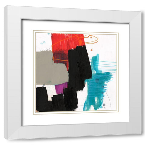 Primary Action VI White Modern Wood Framed Art Print with Double Matting by Goldberger, Jennifer