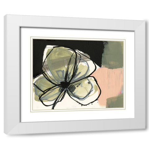 Floral Synergy II White Modern Wood Framed Art Print with Double Matting by Goldberger, Jennifer