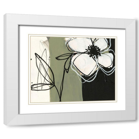 Floral Synergy IV White Modern Wood Framed Art Print with Double Matting by Goldberger, Jennifer