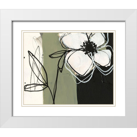 Floral Synergy IV White Modern Wood Framed Art Print with Double Matting by Goldberger, Jennifer