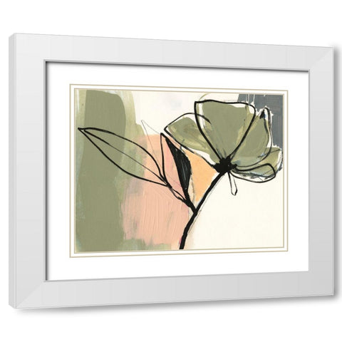 Floral Synergy V White Modern Wood Framed Art Print with Double Matting by Goldberger, Jennifer