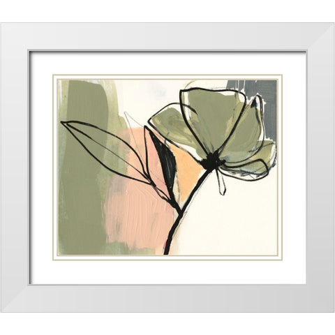 Floral Synergy V White Modern Wood Framed Art Print with Double Matting by Goldberger, Jennifer