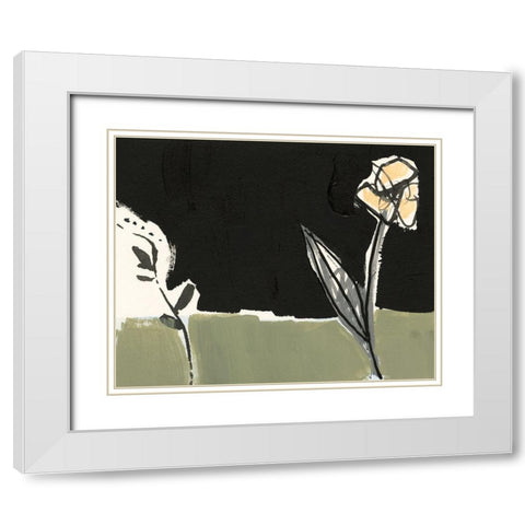 Floral Synergy VII White Modern Wood Framed Art Print with Double Matting by Goldberger, Jennifer