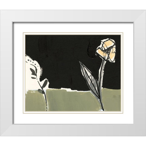 Floral Synergy VII White Modern Wood Framed Art Print with Double Matting by Goldberger, Jennifer