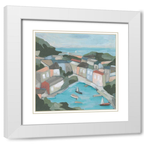 Villa Harbor II White Modern Wood Framed Art Print with Double Matting by Vess, June Erica
