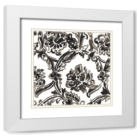 Ink Motif I White Modern Wood Framed Art Print with Double Matting by Vess, June Erica