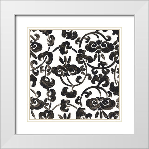 Ink Motif II White Modern Wood Framed Art Print with Double Matting by Vess, June Erica