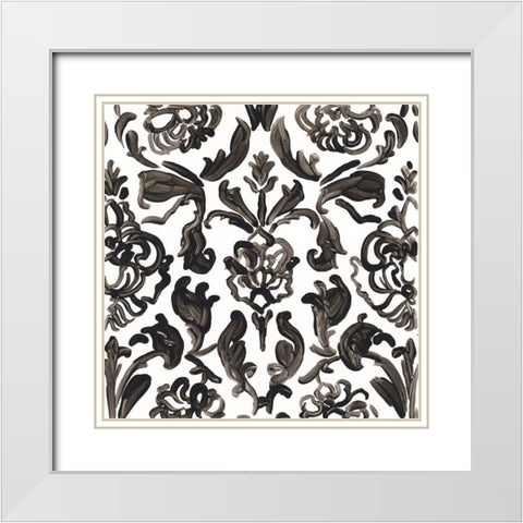Ink Motif III White Modern Wood Framed Art Print with Double Matting by Vess, June Erica
