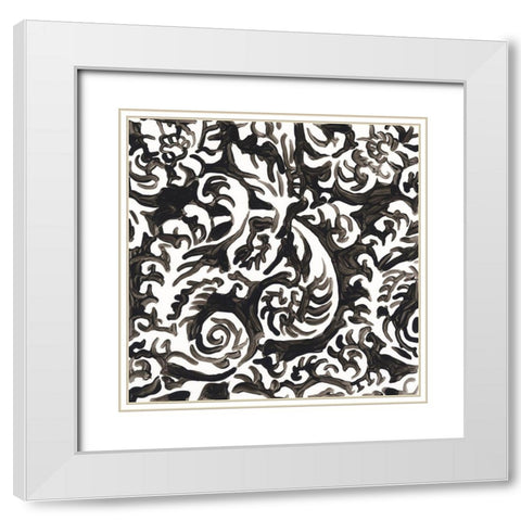 Ink Motif V White Modern Wood Framed Art Print with Double Matting by Vess, June Erica