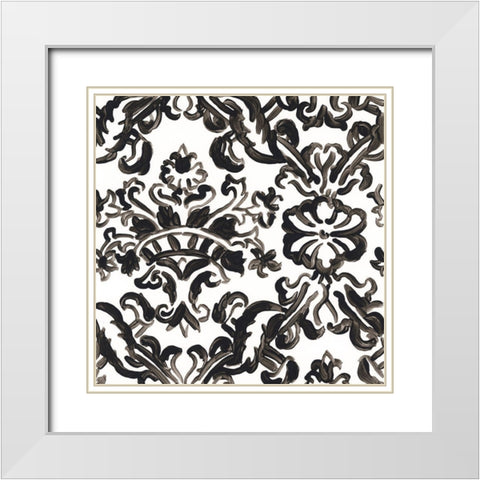 Ink Motif VI White Modern Wood Framed Art Print with Double Matting by Vess, June Erica
