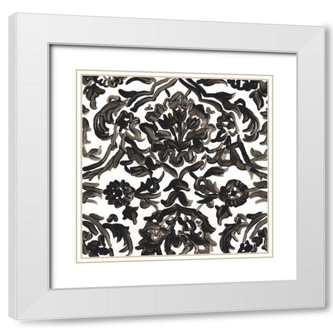 Ink Motif VII White Modern Wood Framed Art Print with Double Matting by Vess, June Erica