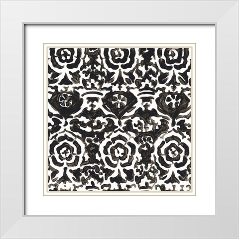 Ink Motif IX White Modern Wood Framed Art Print with Double Matting by Vess, June Erica